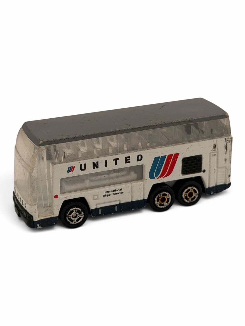 Vintage United Airlines International Airport Service Double Decker Shuttle Bus